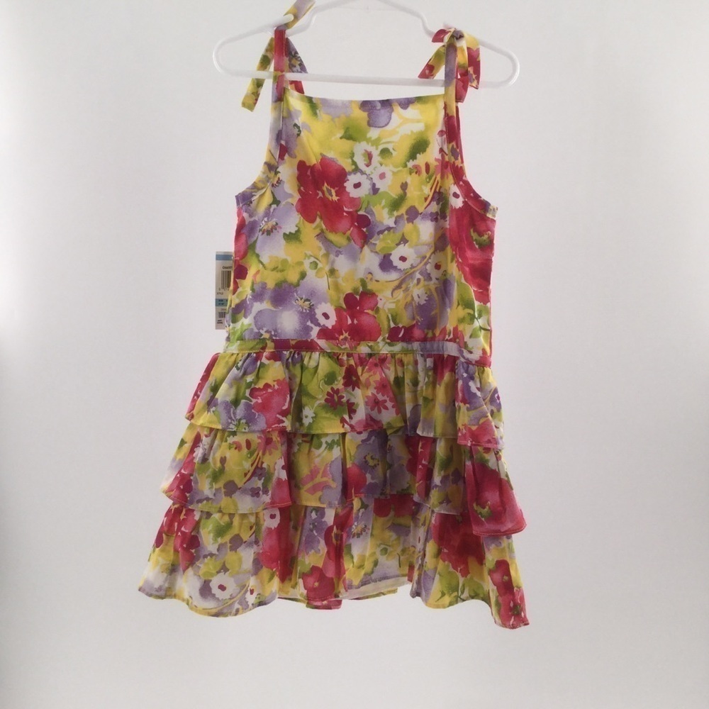 Charter club floral tie ruffle 3 tiered dress